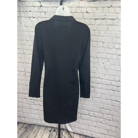 Frank And Eileen Nicole Black Collared Popover Dress Raw Hem Women’s Size XS - Picture 7 of 9
